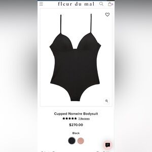 Fleur du Mal Black Cupped Nonwire Bodysuit